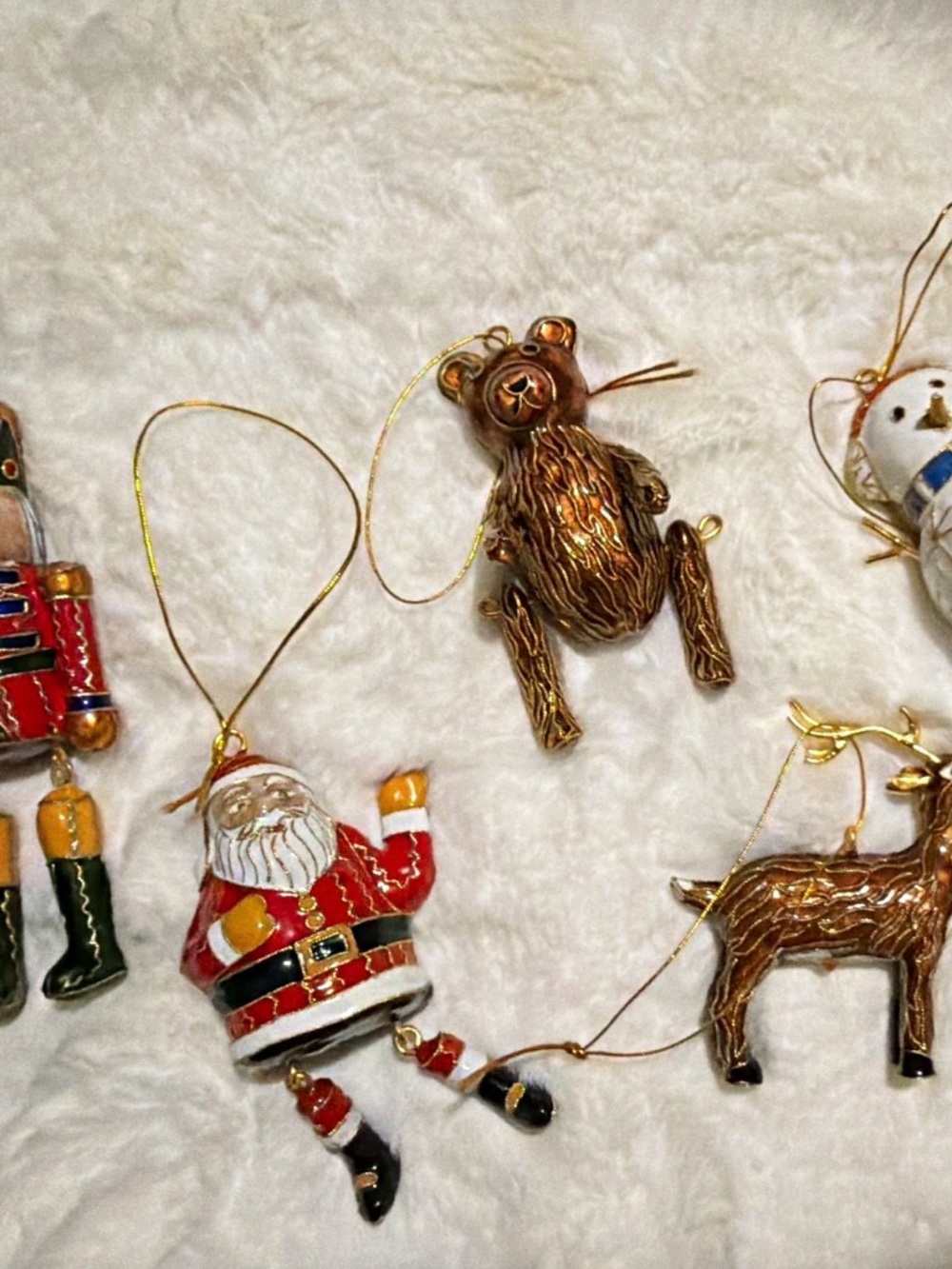 Pottery Barn Vintage Red and Gold Santa and Animal Holiday Ornaments